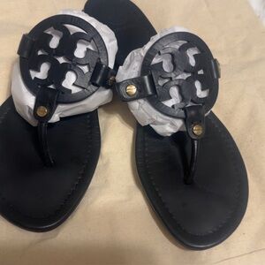 Tory Burch Black Miller Logo Thong Sandals